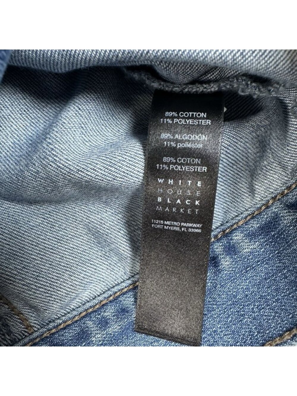 White House Black Market WHBM US Women’s 6 Light Blue Cropped Denim Jean Jacket - Picture 12 of 13